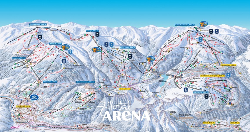 Pistekaart Zillertal Arena - Gerlos, Königsleiten, Zell am Ziller