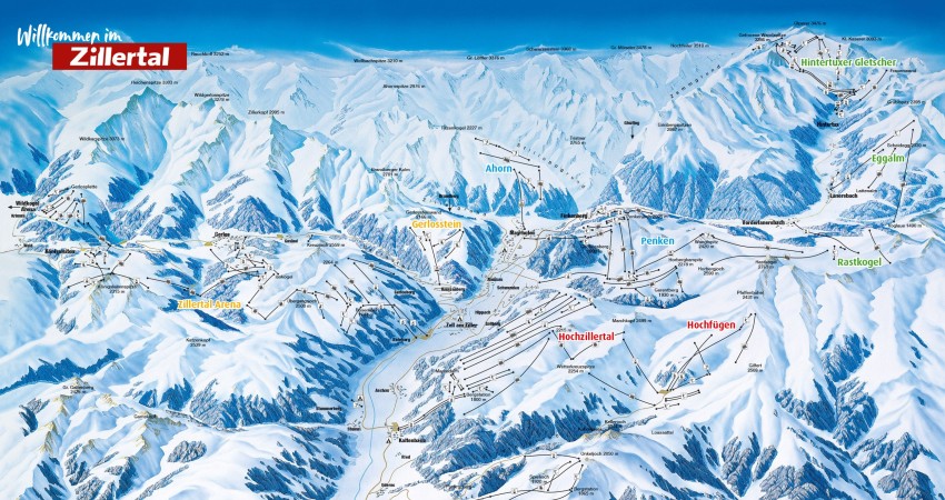 Pistekaart zillertal - alle skigebieden